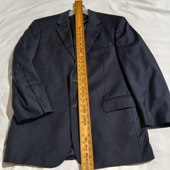 Jos A Bank Signature Collection 42R !00% Wool Navy 2 Color Stripe Men's Blazer - Picture 11 of 12